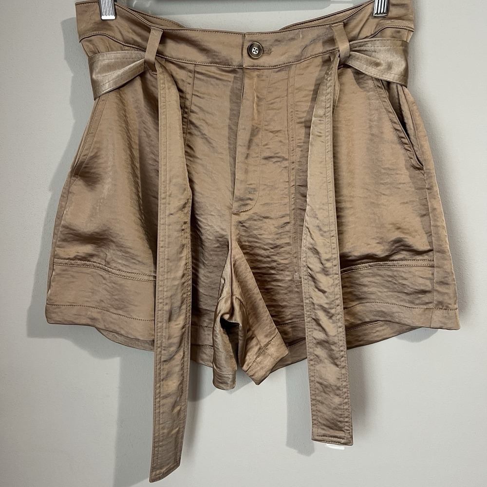 Banana Republic Women's 8 Utility Satin Tie Waist Shorts Gold Tailored High Rise